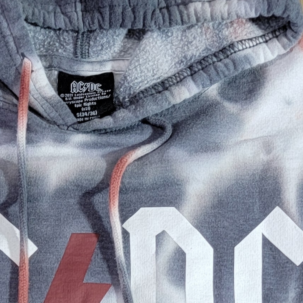 AC⚡DC Grey/White/Maroon Tie-Dyed Hoodie Size Small - Picture 4 of 6